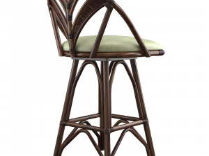 Linkoln brooks Tropicool Rattan Barstool Dark Brown Wash 3D Model