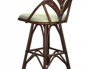 Linkoln brooks Tropicool Rattan Barstool Dark Brown Wash 3D मॉडल