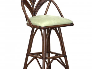 Linkoln brooks Tropicool Rattan Barstool Dark Brown Wash 3D Model