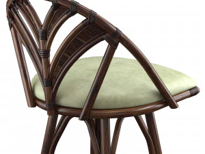 Linkoln brooks Tropicool Rattan Barstool Dark Brown Wash 3D Model