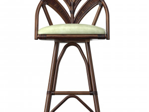 Linkoln brooks Tropicool Rattan Barstool Dark Brown Wash 3D मॉडल