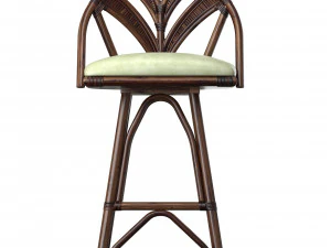 Linkoln brooks Tropicool Rattan Barstool Dark Brown Wash 3D Model