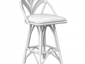 Linkoln brooks Tropicool Rattan Barstool Dark Brown Wash 3D Model