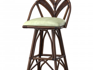 Linkoln brooks Tropicool Rattan Barstool Dark Brown Wash 3D मॉडल