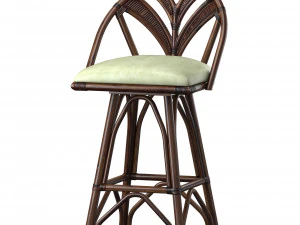 Linkoln brooks Tropicool Rattan Barstool Dark Brown Wash 3D Model