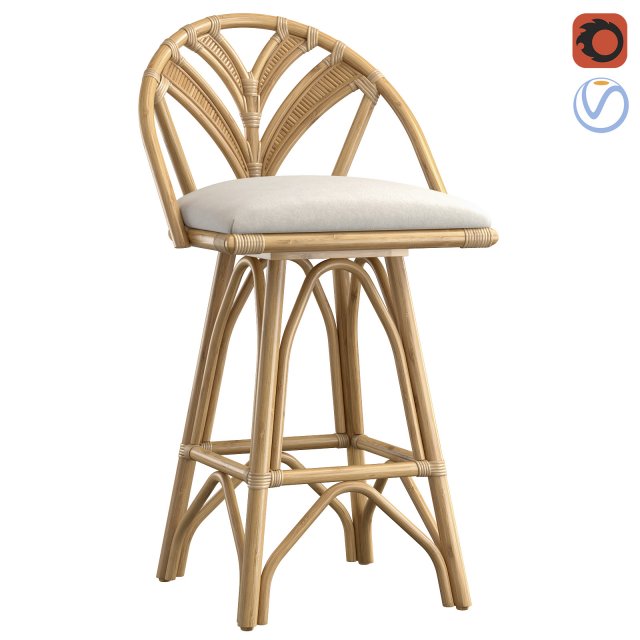 Lincoln brooks Tropicool Rattan Barstool 3D Model .c4d .max .obj .3ds .fbx .stl .blend 