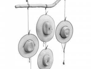 Cabide de chap&eacute;u decora&ccedil;&atilde;o boho de parede Modelo 3D