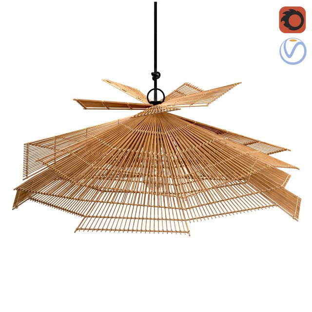 Franck Pendant Lamp Natural Rattan Medium 3D-Modell .c4d .max .obj .3ds .fbx .stl .blend 