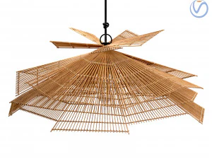 Franck Candeeiro suspenso Rattan Natural M&eacute;dio Modelo 3D