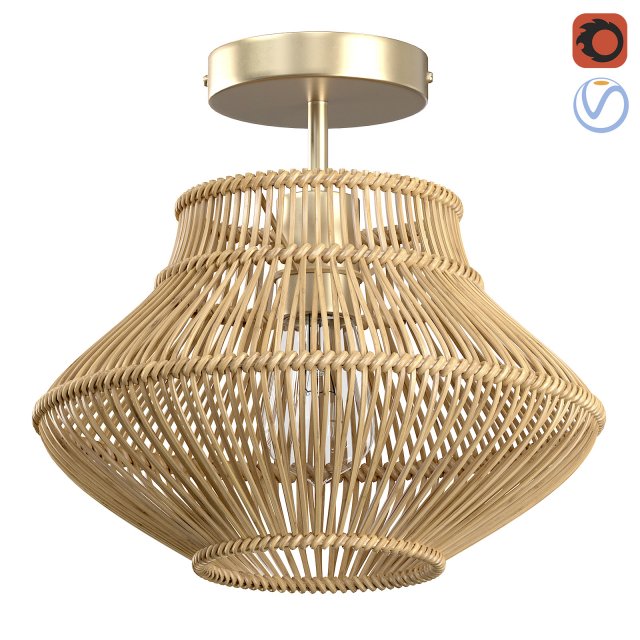Neher Rattan Semi Flush Mount 3D Model .c4d .max .obj .3ds .fbx .stl .blend 