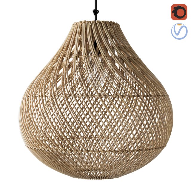 Bottle Pendant Natural Wicker Lamp Modelo 3D .c4d .max .obj .3ds .fbx .stl .blend 