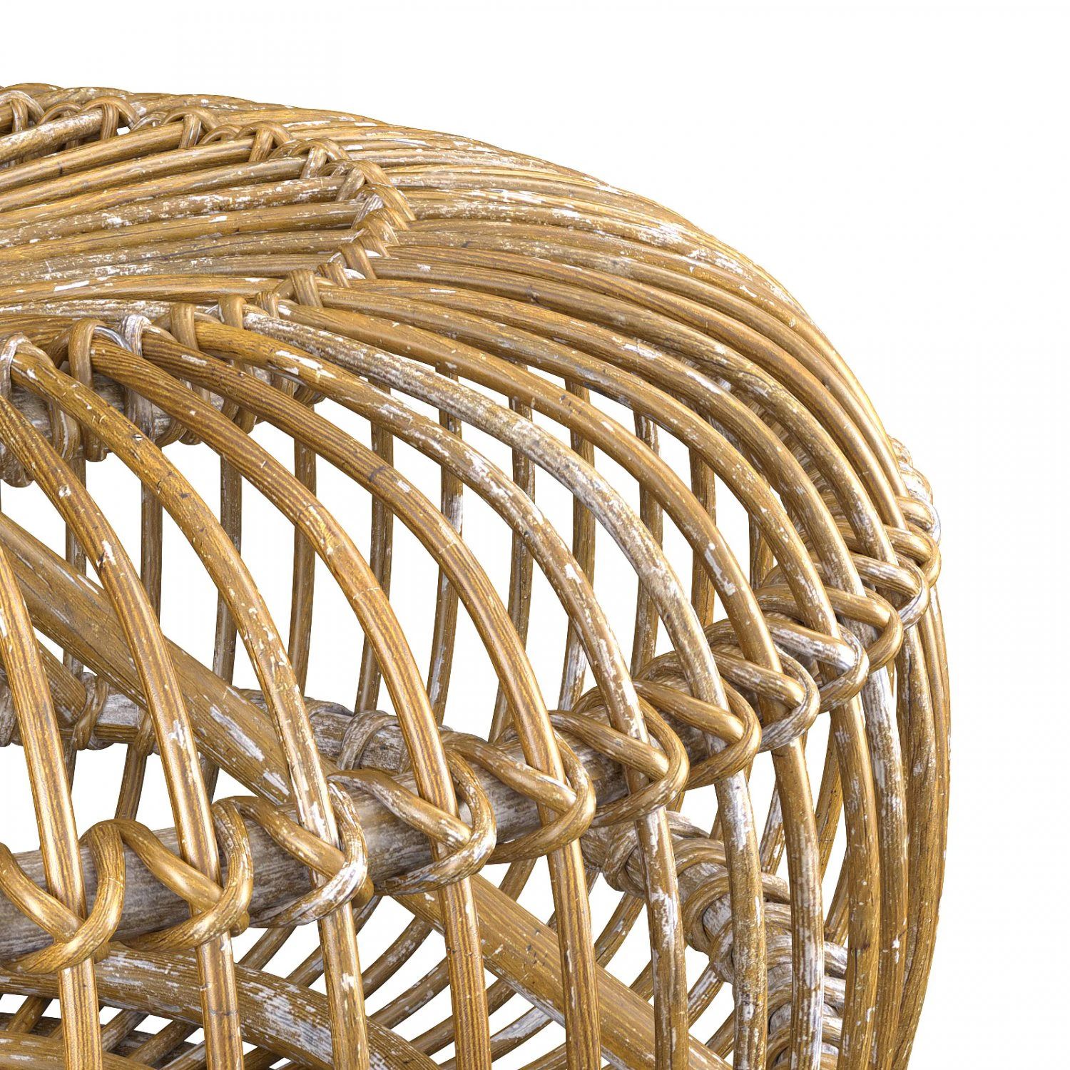 Mid century wicker rattan pouf Italy 1950s 3D Model .c4d .max .obj .3ds .fbx .stl .blend 