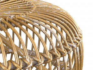 Mid century wicker rattan pouf Italy 1950s Modelo 3D