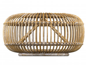 Mid century wicker rattan pouf Italy 1950s Modèle 3D