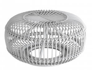 Mid century wicker rattan pouf Italy 1950s Modèle 3D