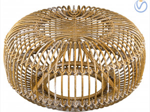 Mid century wicker rattan pouf Italy 1950s Modèle 3D
