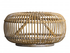 Mid century wicker rattan pouf Italy 1950s Modèle 3D