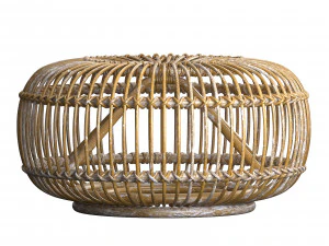 Mid century wicker rattan pouf Italy 1950s 3D Model