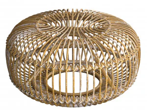 Mid century wicker rattan pouf Italy 1950s 3D Model