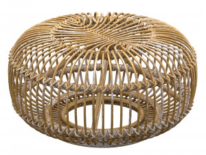 Mid century wicker rattan pouf Italy 1950s Modèle 3D