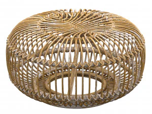 Mid century wicker rattan pouf Italy 1950s 3D Model