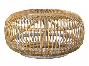Mid century wicker rattan pouf Italy 1950s Modèle 3D