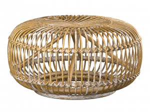 Mid century wicker rattan pouf Italy 1950s 3D Model