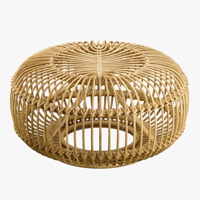 Mid century wicker retro rattan pouf Italy 1950s 3D 模型 .c4d .max .obj .3ds .fbx .stl .blend 
