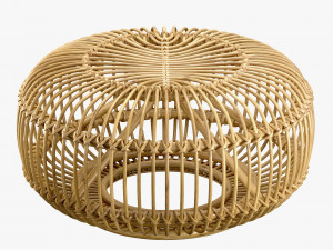 Mid century wicker retro rattan pouf Italy 1950s 3D Модель