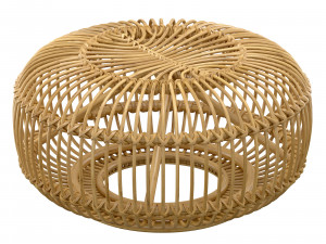 Mid century wicker retro rattan pouf Italy 1950s 3D 模型