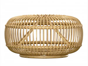 Mid century wicker retro rattan pouf Italy 1950s 3D Model
