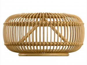 Mid century wicker retro rattan pouf Italy 1950s 3D Model