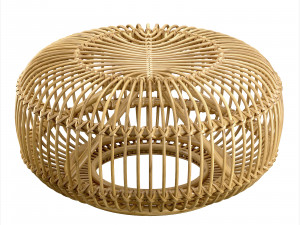 Mid century wicker retro rattan pouf Italy 1950s 3D 模型