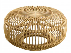 Mid century wicker retro rattan pouf Italy 1950s 3D Model