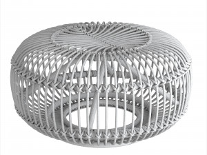 Mid century wicker retro rattan pouf Italy 1950s 3D 模型