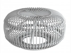Mid century wicker retro rattan pouf Italy 1950s 3D Model