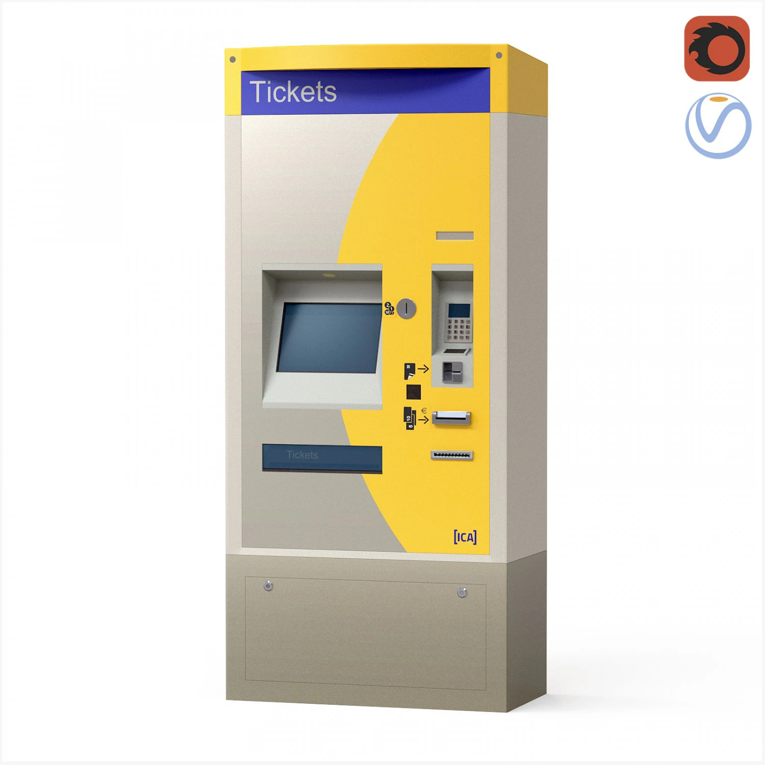 Biletomat ticket validation card payment machine 3D Model .c4d .max .obj .3ds .fbx .stl .blend 