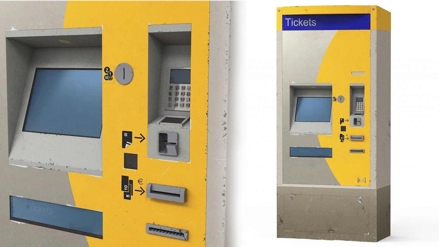 Biletomat ticket validation card payment machine aged 3D Model .c4d .max .obj .3ds .fbx .stl .blend