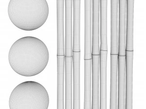3 Realistic bamboo materials set 3D Model
