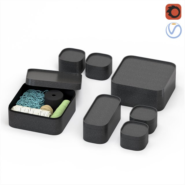 Black plastic sewing kit organizer in boxes Modelo 3D .c4d .max .obj .3ds .fbx .stl .blend 