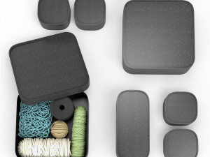 Black plastic sewing kit organizer in boxes Modelo 3D