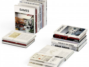 Set of books 6 books and open version Model 3D