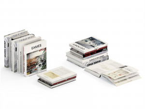 Set of books 6 books and open version Model 3D