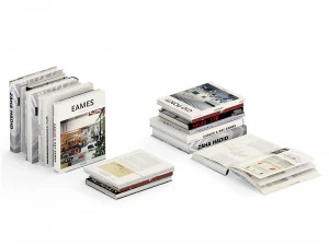 Set of books 6 books and open version 3D Model
