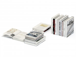 Set of books 6 books and open version Model 3D