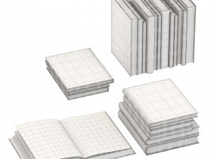 Set of books 6 books and open version Model 3D