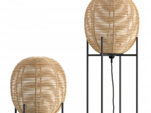 Wicker bulb Sari floor table lamp 3D Model