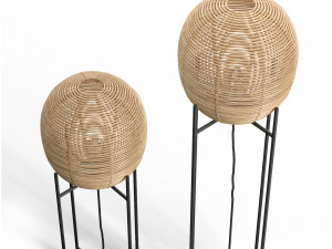 Wicker bulb Sari floor table lamp 3D Model