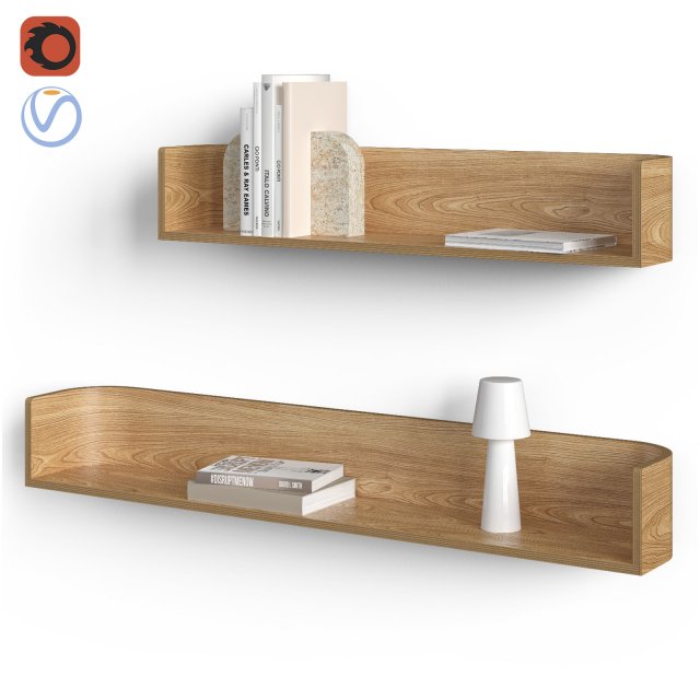 Wooden shelf Octavia with decor 3Dモデル .c4d .max .obj .3ds .fbx .stl .blend 