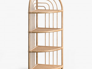 Kantha rattan corner shelf 3D Model